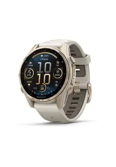 Garmin fenix 8 43mm AMOLED Sapphire Soft Gold with Fog Gray and Dark Sandstone